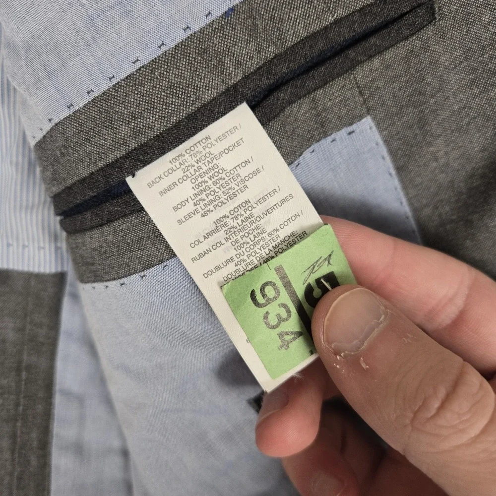 J Crew Tessuti Carpini Blazer Mens 42L Ludlow Gray Cotton Made in Italy